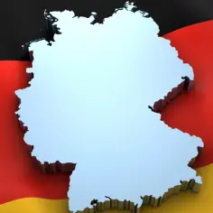 Mapa Niemiec na tle flagi. Symbolizuje jedność i dumę narodową, jak hymn Niemiec tekst.