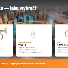 Trzy skrzydłówki, czyli instrumenty dęte, prezentowane w poradniku: profesjonalna, pośrednia i uczniowska.